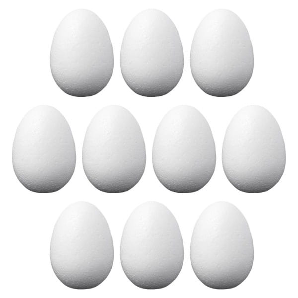 Styroporeier, 6cm hoch, Ø 4cm, 10 Stück