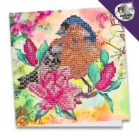 Diamond-Painting-Grußkarte, Strass, Vogel & Blumen 3, 16cm x 16cm, inkl. Zubehör