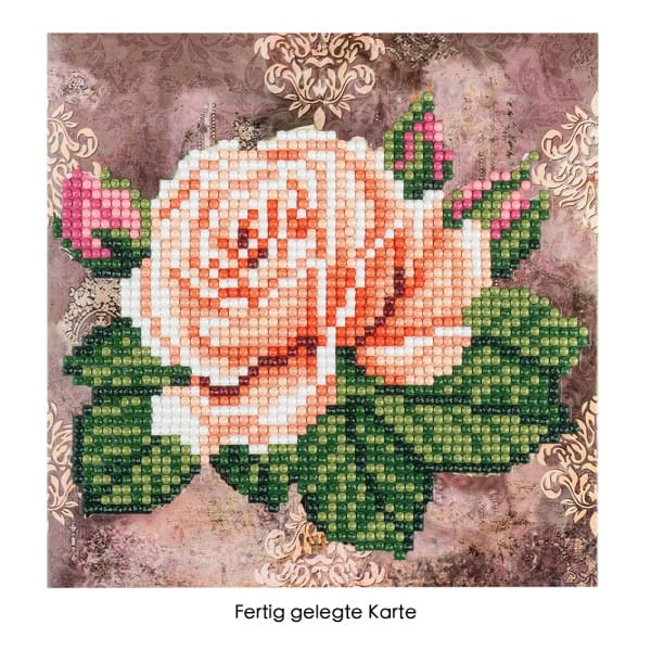 Diamond-Painting-Grußkarte, Rose 1, 16cm x 16cm, inkl. Zubehör