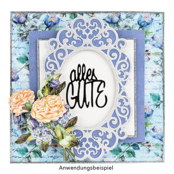 Stickerbogen "Handlettering Art", Gute Wünsche, gold, silber, weiß, 20cm x 23cm, 4 Bogen