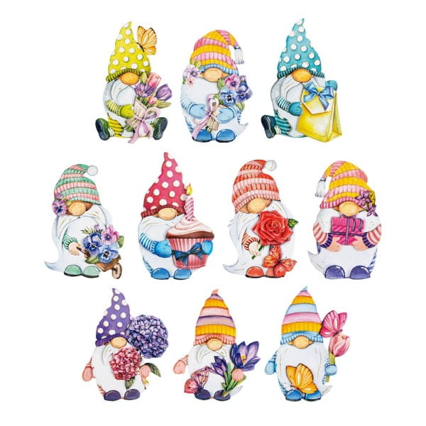 3-D Motive, Wichtel im Frühling, 6,5-10cm, 10 Motive