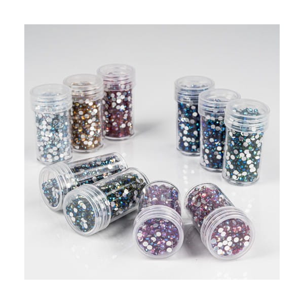 Diamond-Painting-Steine, Strass, irisierend, Sortierung 2, versch. Farben, je 8g, 10 Dosen