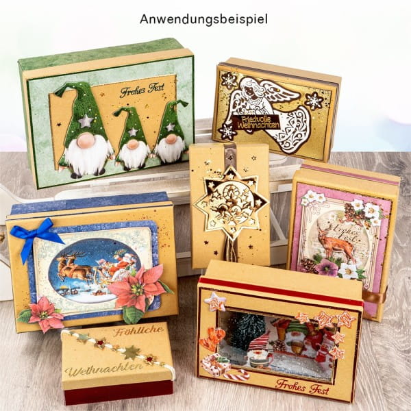 Kraftpapier-Geschenkboxen, rechteckig, verschiedene Größen, Rohlinge zum Weiterverzieren, 10 Stück