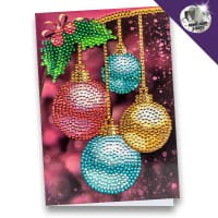 Diamond-Painting-Grußkarte, Strass, Weihnachtskugeln, 11,5cm x 16,5cm, inkl. Zubehör