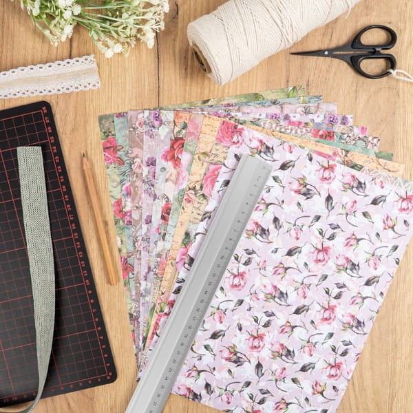 Selbstklebende Stoffe, Rosen, DIN A4, verschiedene Designs, 10 Stück