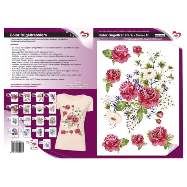 Color Bügeltransfers, DIN A4, Blumen 17