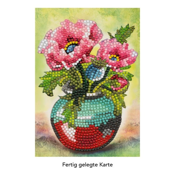 Diamond-Painting-Grußkarte, Mohnblumen in Vase 2, 11,5cm x 16,5cm, inkl. Zubehör