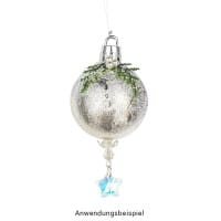 Glas-Anhänger mit Perlenkappe, Stern, 2,9cm x 1,3cm, klar-irisierend, 20 Stück