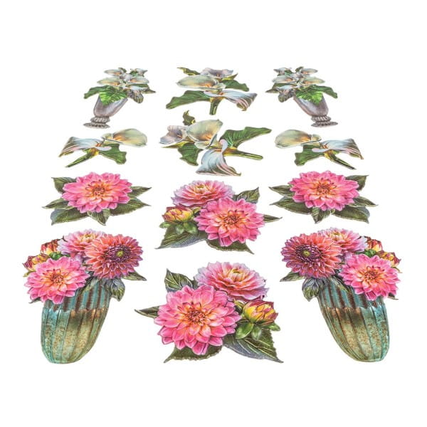 3-D Relief-Sticker, Stilvolle Blumenvasen 2, Design 3, verschiedene Größen, selbstklebend