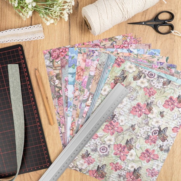 Selbstklebende Stoffe, Vögel & Schmetterlinge, DIN A4, versch. Designs, 10 Stück