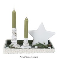 LED-Stabkerzen, grün, Ø2cm, 19cm hoch, LED in warmweiß, mit Flacker-Effekt und Timer, 2 Stück