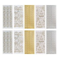 Sticker, Hochzeit 2, Perlmutt- und Lackfolie, 5 verschiedene Designs, 10 Bogen