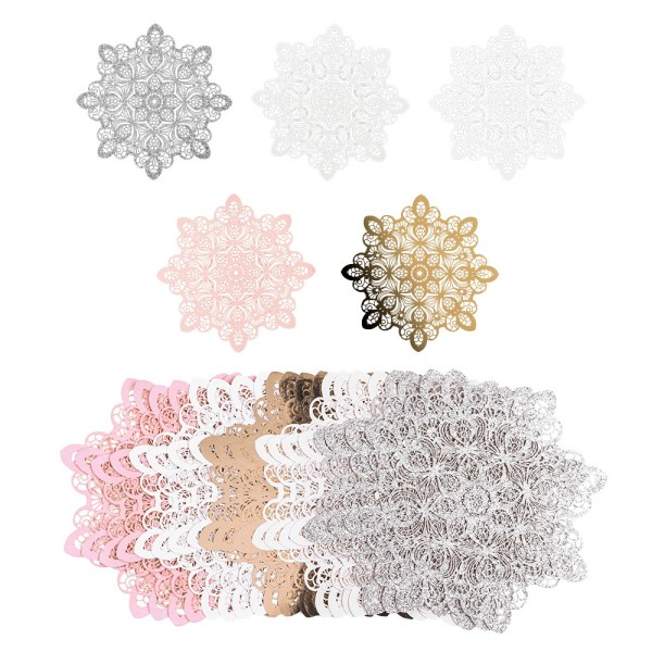 Laser-Kartenaufleger, Zierdeckchen, Ornament 21, Ø 14cm, 220 g/m², 5 Farbtöne, 20 Stück