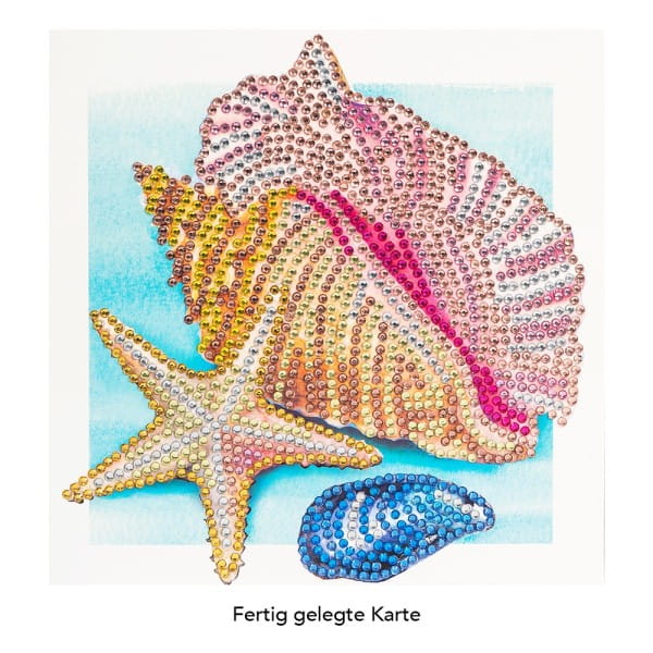 Diamond-Painting-Grußkarte, Strass, Muscheln, 16cm x 16cm, inkl. Zubehör
