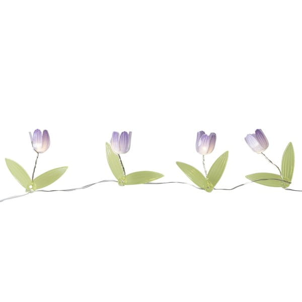 LED-Drahtlichterkette Blümchen, 10 LEDs in Warmweiß, 0,75m lang, Timer