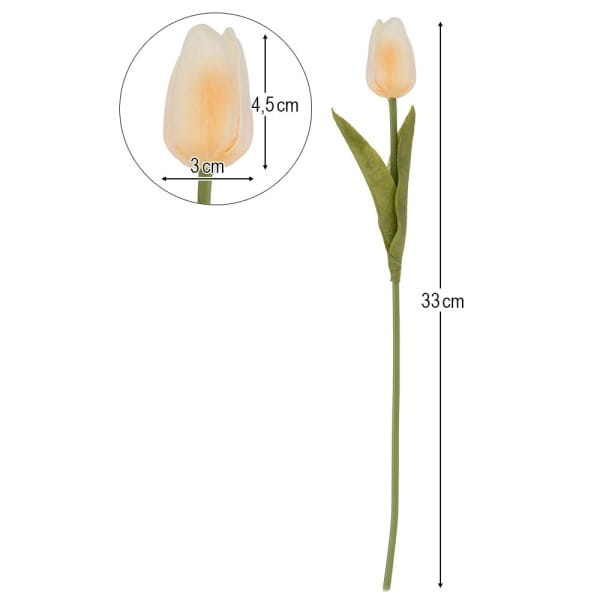 Deko-Blumen, Tulpen, 33cm lang, apricot, realistische Optik, 10 Stück