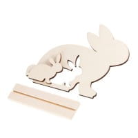 Hase mit Hasenkind, aus Holz, zum Aufstellen, 21,7cm x 4cm x 18,1cm