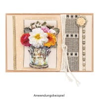 Premium-Schmucksteine, Rosenblüte 2, Ø 2cm, hellgold, mit Blüte in Lachs & Glaskristallen, 17 Stück