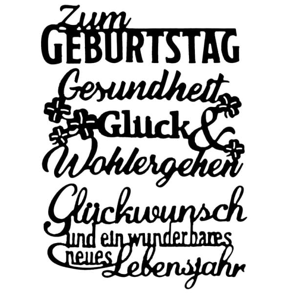 Stanzschablonen, Schriften, Geburtstagswünsche 7, 3 Stück