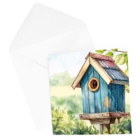 Motiv-Grußkarten, Vogelhäuser, 16cm x 16cm, 5 Designs, inkl. Umschläge, 10 Stück