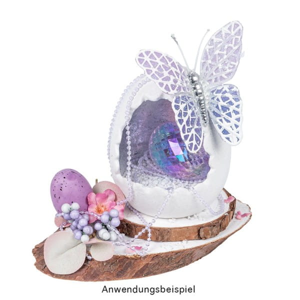 Ei zum Befüllen, 12,4cm hoch, 10,9cm breit, 9,8cm tief, weiß glänzend