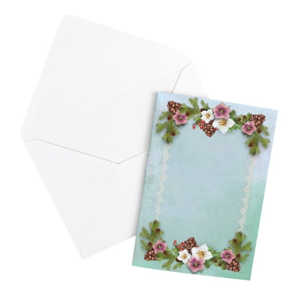 Motiv-Grußkarten, Christrosen-Rahmen, 11,5cm x 16,5cm, 5 Farben, inkl. Umschläge, 10 Stück