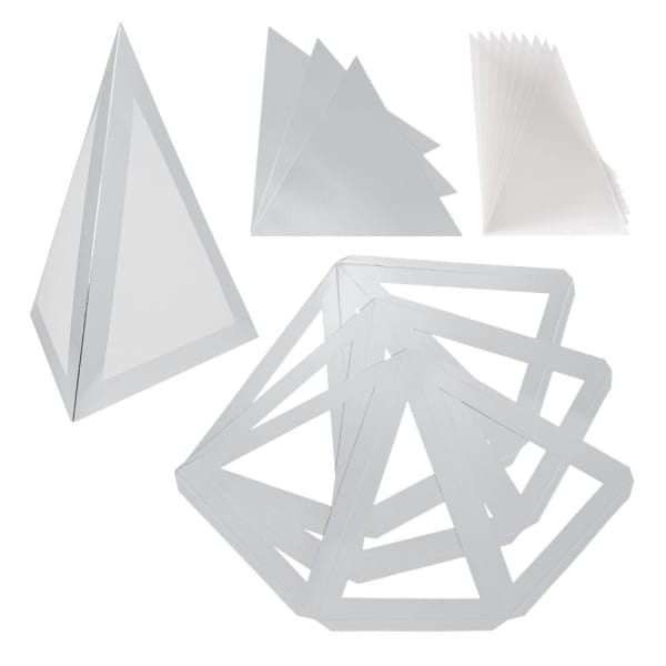 Falt-Laternen, Pyramide, 280g/m², 27,5cm x 18,5cm x 21cm, silber, 3 Stück