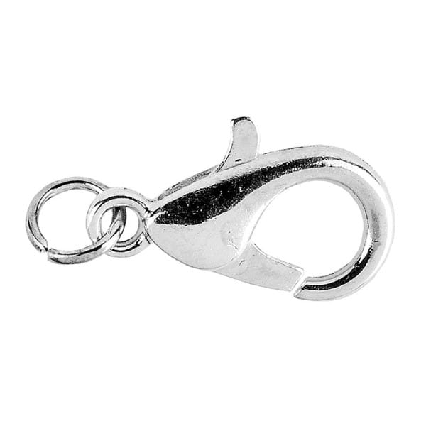 Karabiner, inkl. Spaltringe, 1,5cm x 0,8cm, silber, 15 Stück