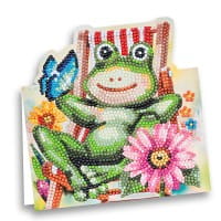 Diamond-Painting-Aufstellkarte, Frosch im Liegestuhl, 16,3cm x 16cm, inkl. Zubehör