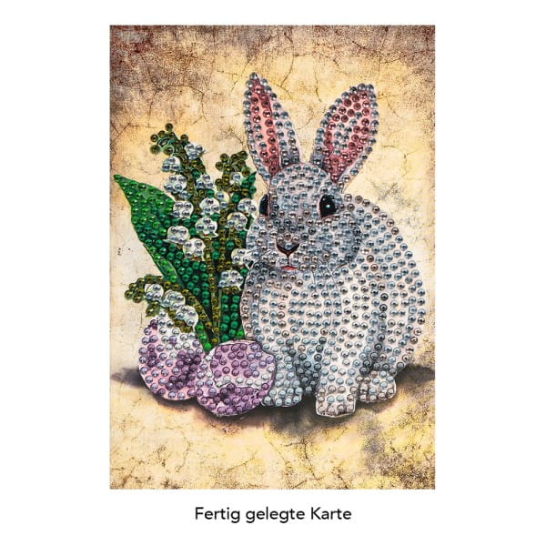 Diamond-Painting-Grußkarte, Strass, Hase 3, 11,5cm x 16,5cm, inkl. Zubehör