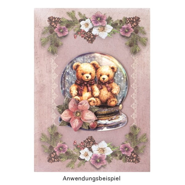 3-D Motive, Teddys im Winter, 6,5-8,5cm, 10 Motive