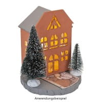 Häuser aus Holz, Sortierung 3, 4 verschiedene Größen und Designs, mit Öffnung, 4 Stück