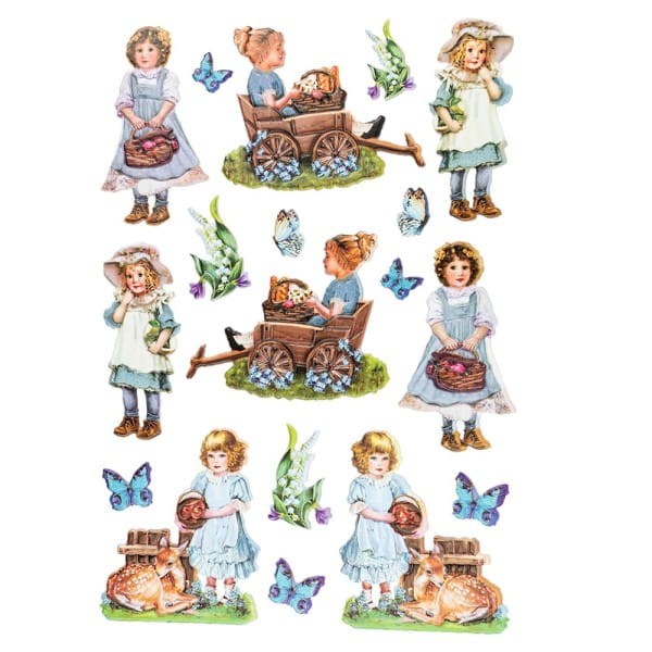 3-D Relief-Sticker, Nostalgie-Kindermotive 3, verschiedene Größen, selbstklebend