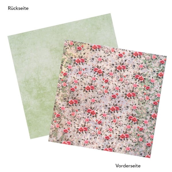 Duo-Design-Papiere, Rosen Deluxe 1, beidseitig bedruckt, 25cm x 25cm, 250g/m², 20 Blatt