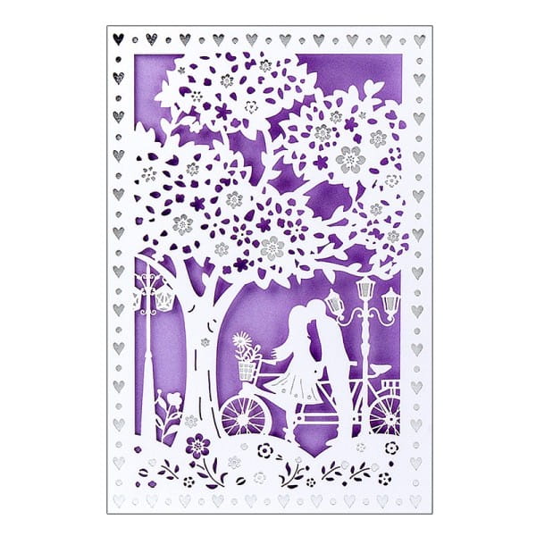 Laser-Grußkarte "Hochzeit 2", 12cm x 18cm, mit Umschlag & fliederfarbenem Einleger