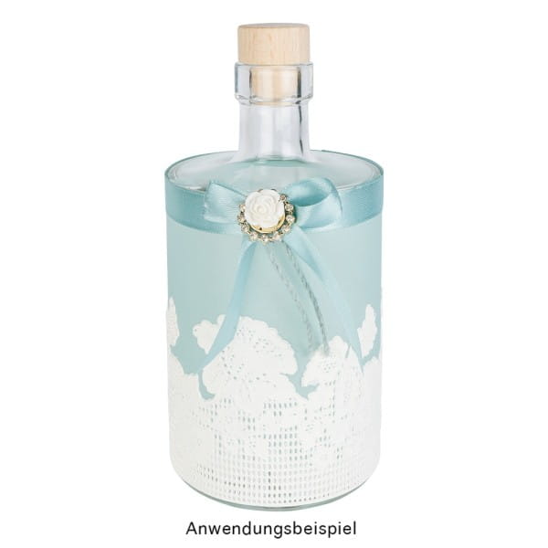 Premium-Schmucksteine, Rosenblüte 1, Ø 2cm, hellgold, mit Blüte in Creme & Glaskristallen, 17 Stück