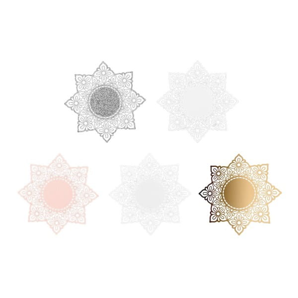 Laser-Kartenaufleger, Zierdeckchen, Ornament 3, Ø 14cm, 220 g/m², 5 Farben, 20 Stück