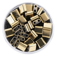 Hämatit-Perlen, Quadrat, 6mm x 6mm x 3mm, metallic-hellgold, 30 Stück