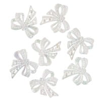 Kristallkunst-Schmucksteine, Schleife, 4,5cm x 4,5cm, transparent, irisierend, weiß, 7 Stück