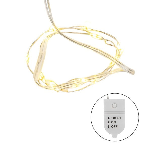 LED-Draht-Lichterkette, warmweiß, 2,5cm Lichtabstand, inkl. Timer, 15er | Draht-Lichterketten | LED & Leucht-Deko | Deko- & Geschenkartikel