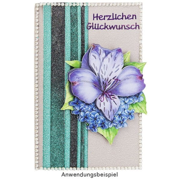 3-D Motive, Blumen in Blau-Violett, 6,5-9,5cm, 10 Motive