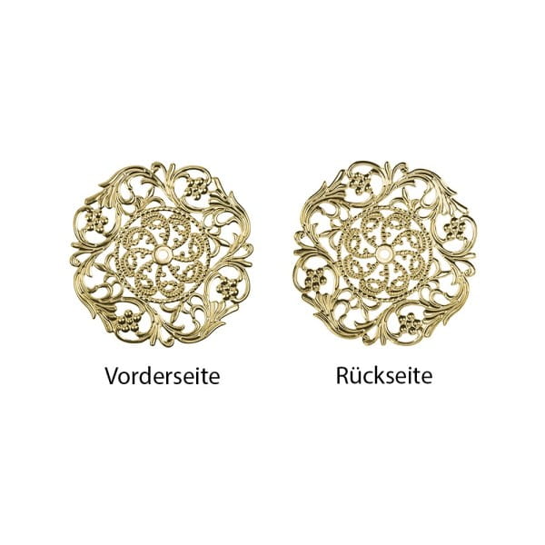 Metall-Ornamente, Design 35, Ø 8cm, hellgold, 3 Stück