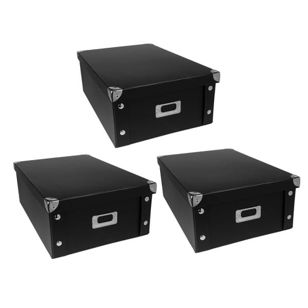 Ordnungsboxen, faltbar, mit Deckel, 40,5cm x 28cm x 14,5cm, schwarz, 3 Stück | Sonstige | Geschenktaschen & Boxen | Deko- & Geschenkartikel