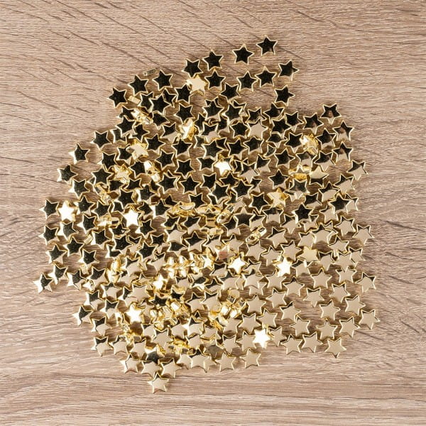 Perlen, Stern 1, flach, 1cm x 0,4cm, hellgold, 250 Stück