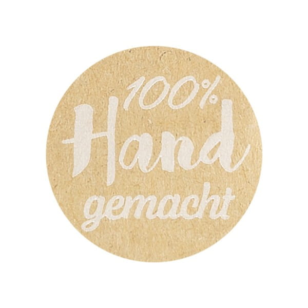Kraftpapier-Sticker, Ø 2,5cm, 100% Hand gemacht, auf Rolle, selbstklebend, 500 Stück