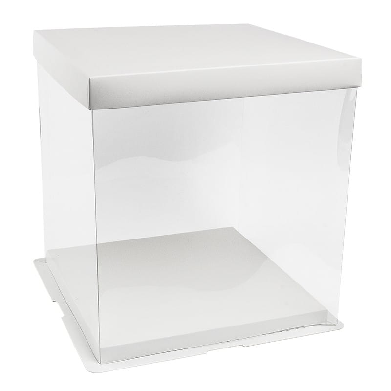 Geschenk-Box, transparent, Boden & Deckel aus weißem Karton, 24cm x 24cm x 24cm | Sonstige | Geschenktaschen & Boxen | Deko- & Geschenkartikel