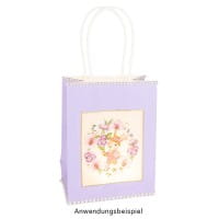 Geschenktaschen mit Folien-Sichtfenster & Henkel, 7,5cm x 12,5cm, 16,5cm, weiß, schwarz, 6 Stück