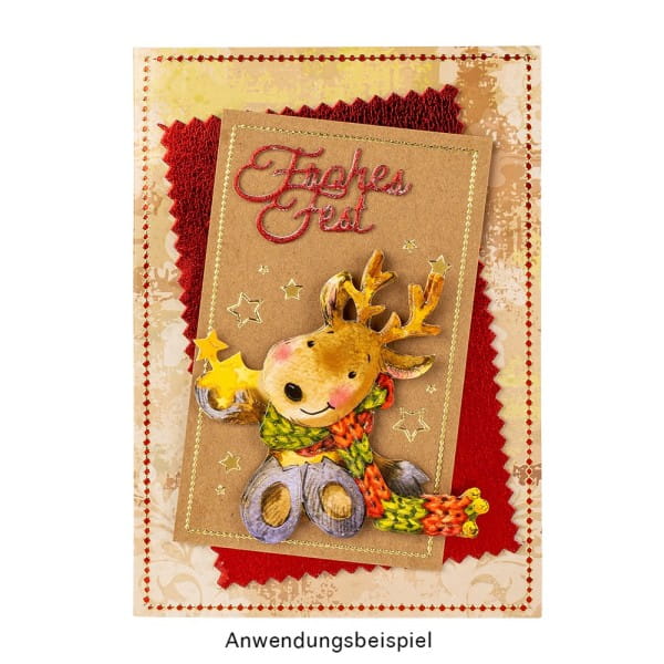 3-D Motive, Niedliche Weihnachts-Elche, 8-9,5cm, 10 Motive