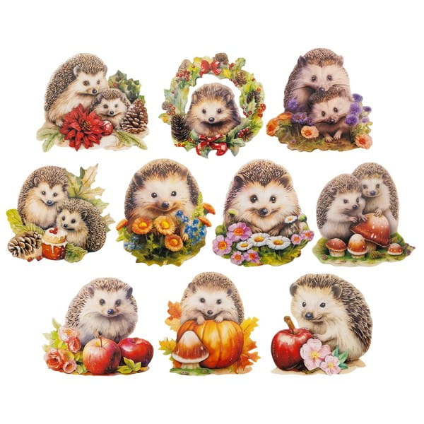 3-D Motive, Niedliche Igel, 7,5-8,5cm, 10 Motive