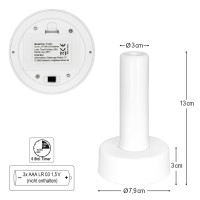 LED-Säule, weißes Licht, 13cm hoch, inkl. Timer